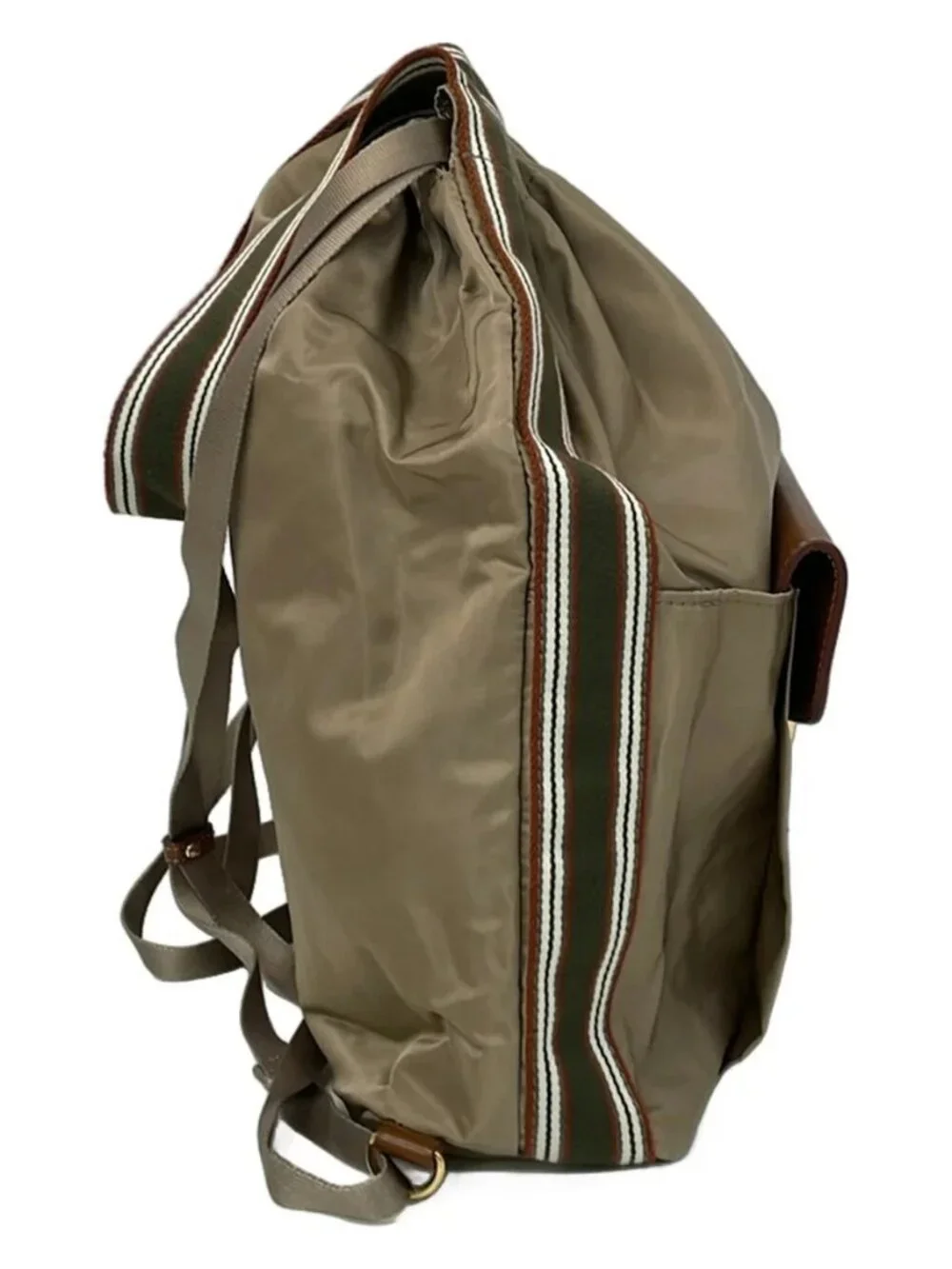 HerSchedule Beige Dark Brown Multi Nylon Leather Backpack